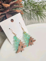 Wood Christmas Tree Earrings