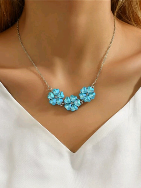 Blue Flowers Necklace