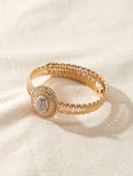 Rhinestone Decor Gold Bracelet