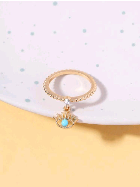 Antique Gold Eye Charm Ring