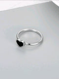 Black Heart Silver Ring