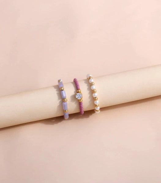 3 pc Stretchy Bead Rings