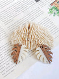 Two Tone Wood Palm Leaf Earrings