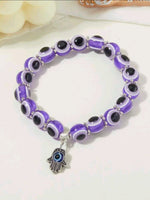 Purple Eye & Hamsa Hand Bracelet