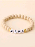 Light Wood Letter Bead Bracelet