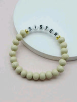 Light Wood Letter Bead Bracelet