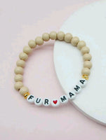 Light Wood Letter Bead Bracelet