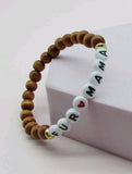 Dark Wood Letter Bead Bracelets