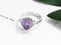 S925 Purple Teardrop Silver Ring