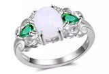 S925 Oval Opal Silver Ring