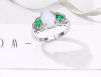 S925 Oval Opal Silver Ring