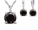 S925 Round Stone Necklace Sets