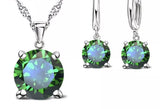 S925 Round Stone Necklace Sets