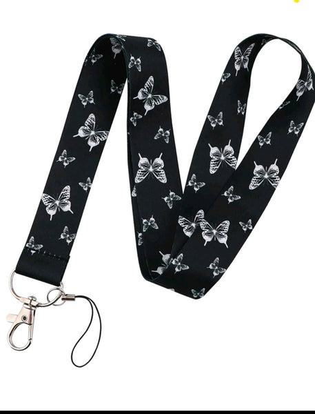 Black & White Butterfly Lanyard