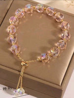 Pink Glass Bead Adjustable Bracelet