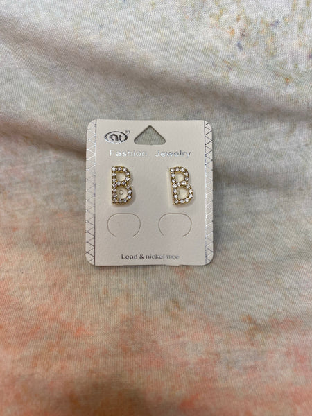 B Initial Earrings