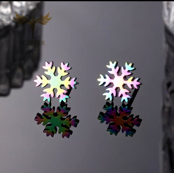 Snowflake Rainbow Earrings