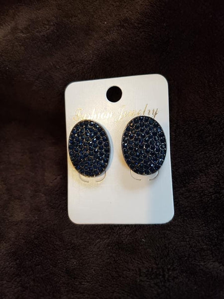 Navy Blue Rhinestone Earrings