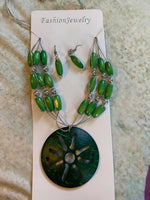 Green Wooden Sand Dollar Necklace