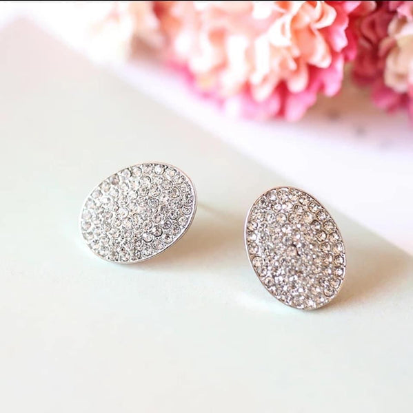 Oval Rhinestone Earrings