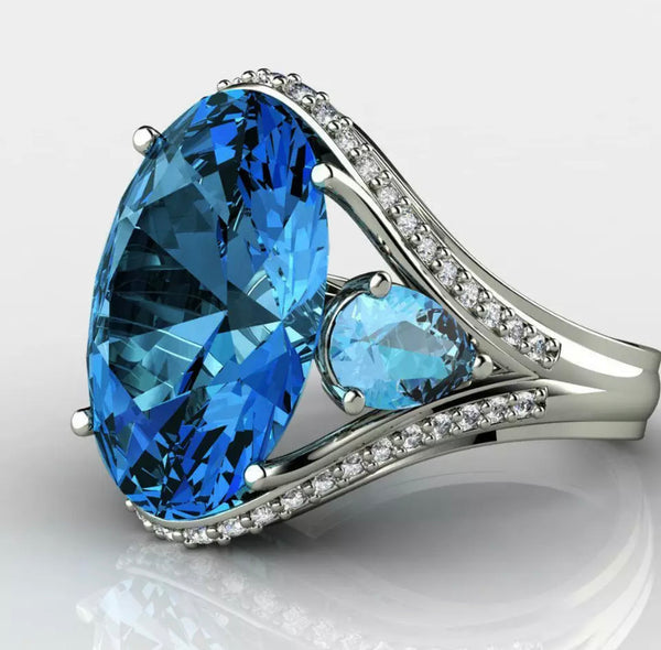 Big Blue Stone Silver Ring