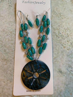 Turquoise Wooden Sand Dollar Necklace