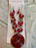 Red Wooden Sand Dollar Necklace