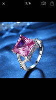 Square Pink Silver Ring