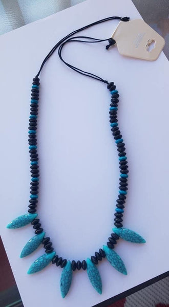 Black Wooden Turquoise Necklace