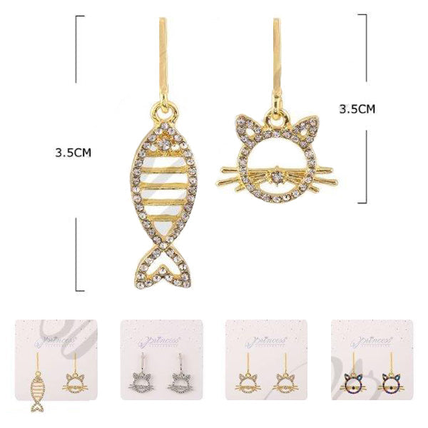 Rhinestone Cat Earrings